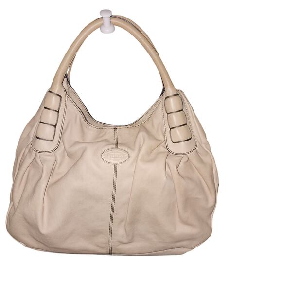 TOD'S EUC SMOOTH LEATHER BRAIDED HANDLE HOBO SATCHEL BAG. - Picture 1 of 10